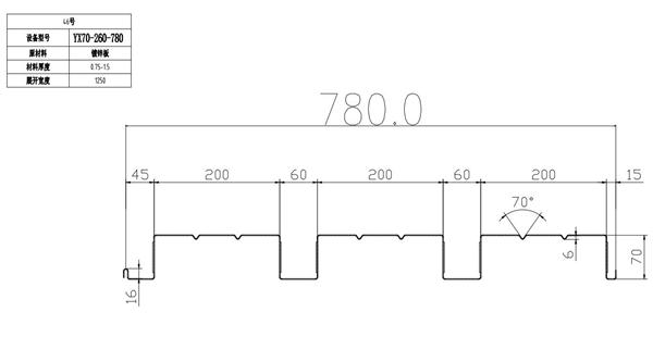 YX70-260-780開(kāi)口樓承板
